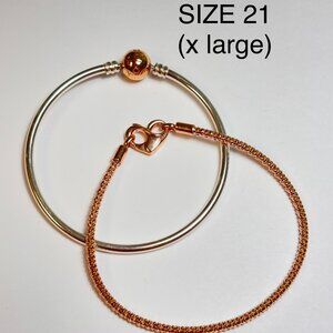 Set of 2 Sterling Silver & Rose Gold Pandora Bracelets